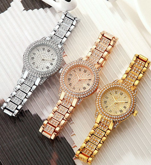 Thumbnail: Luxury Women's Quartz Watch with Diamonds and Steel