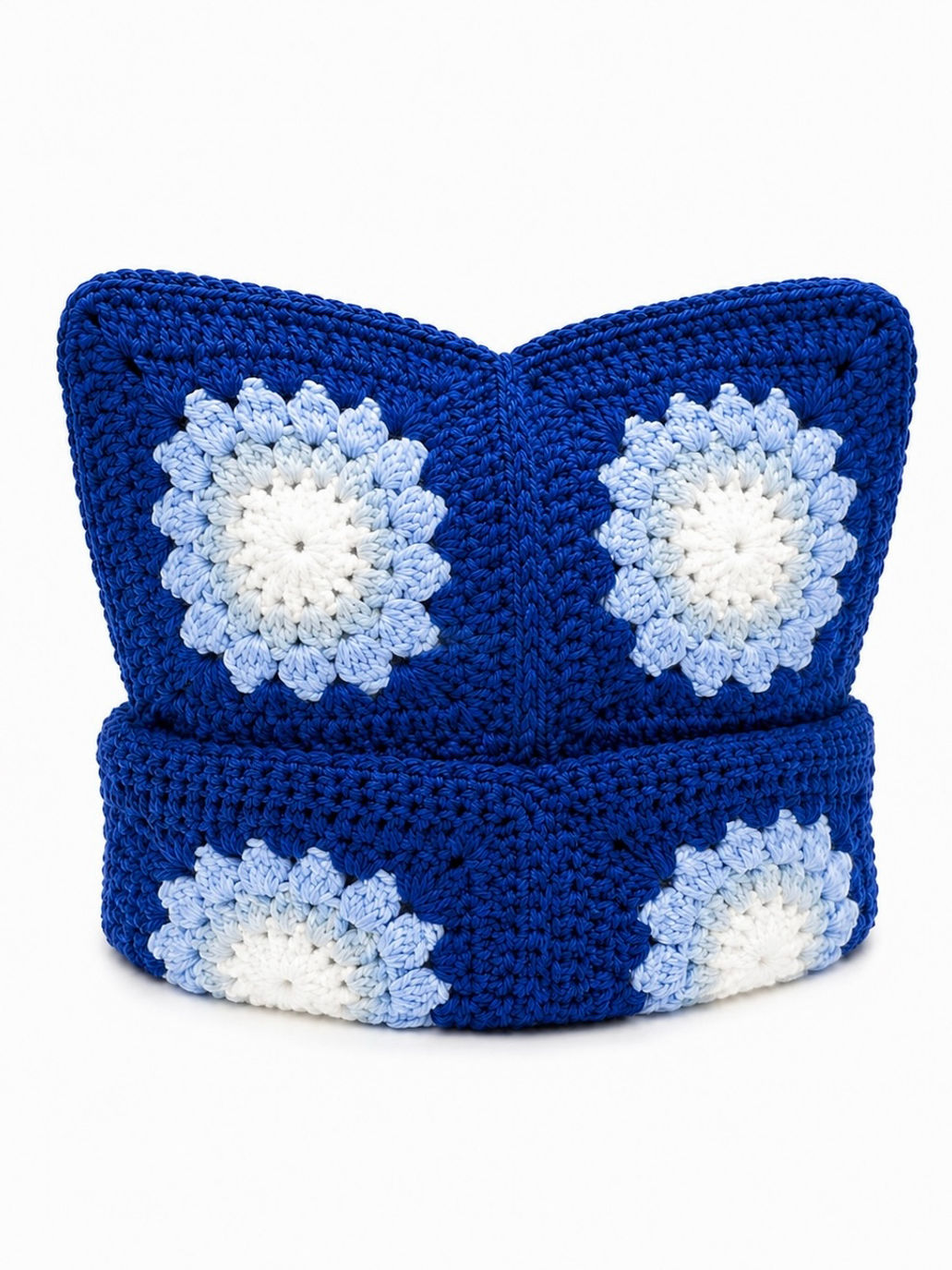 Frosted Glacier Crochet Cat Beanie