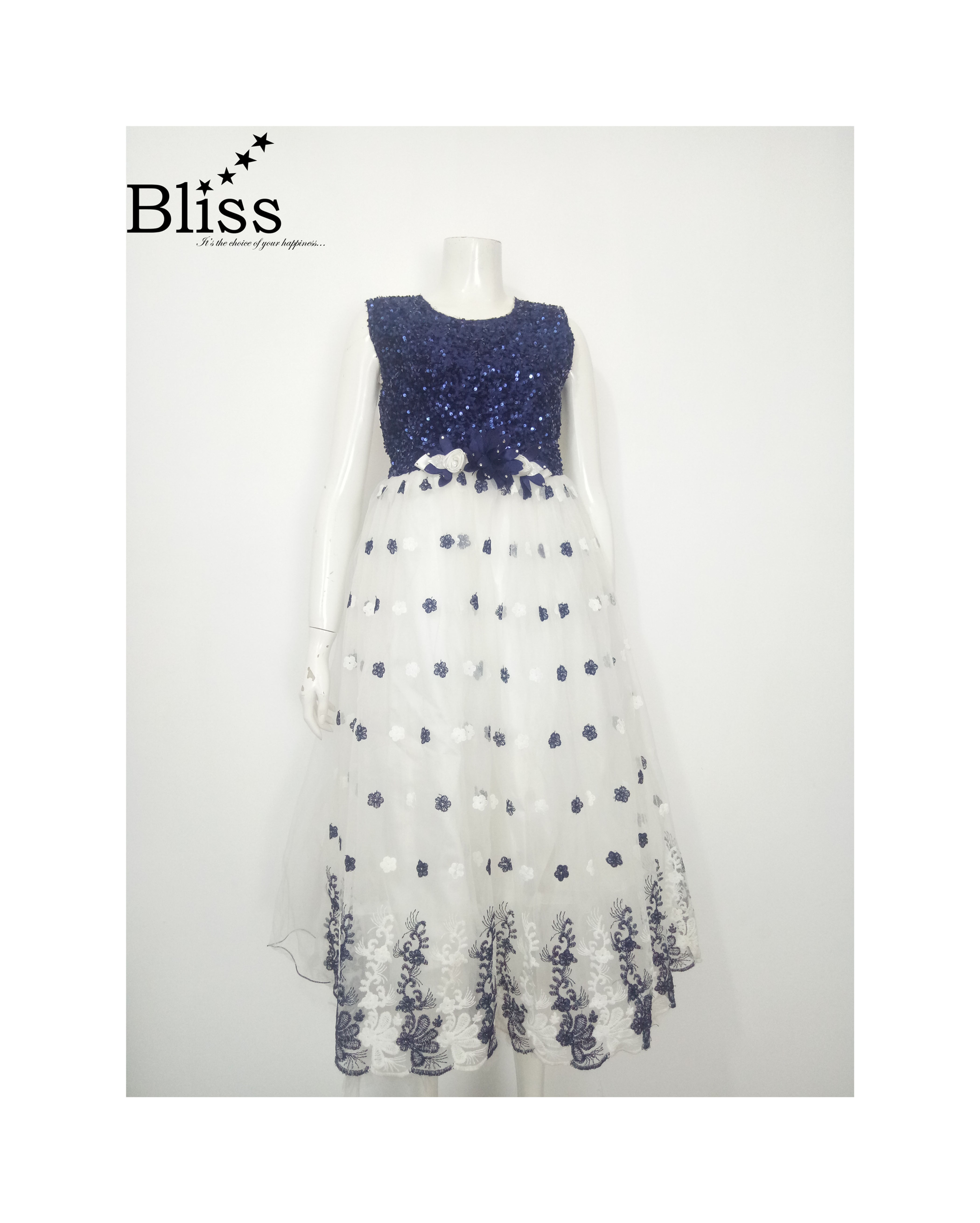 Sequined Party Frock with Attachable Sleeve AC52C