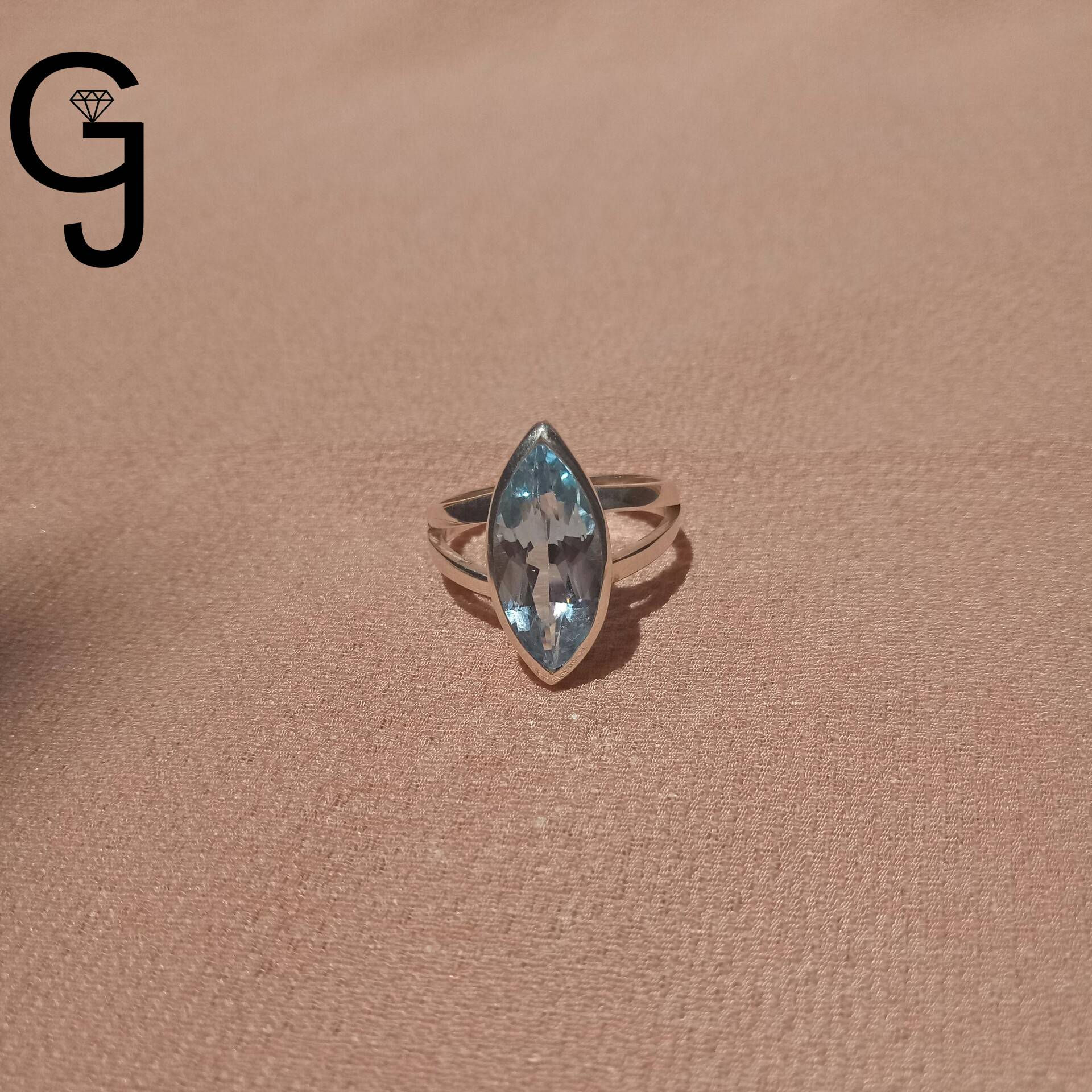 Faceted Blue Topaz Silver Ring BS 12282
