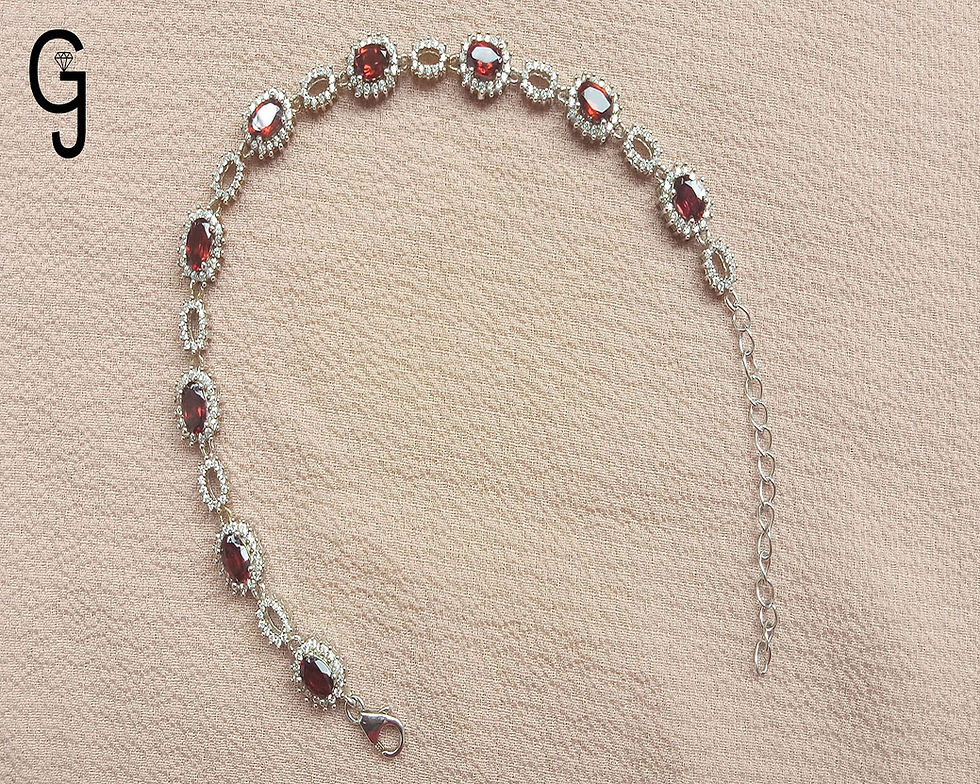 Thumbnail: Silver Bracelet with Garnet and Zircon BS 6793