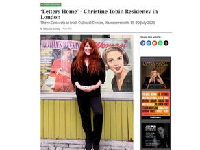 Interview with Christine in 'UK Jazz News' ahead of residency at The Irish Cultural Centre July 19-20