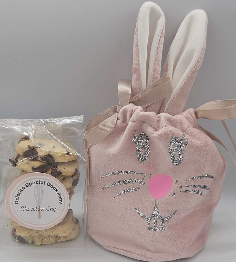 Thumbnail: Easter bunny bag with chocolate chip biscuits
