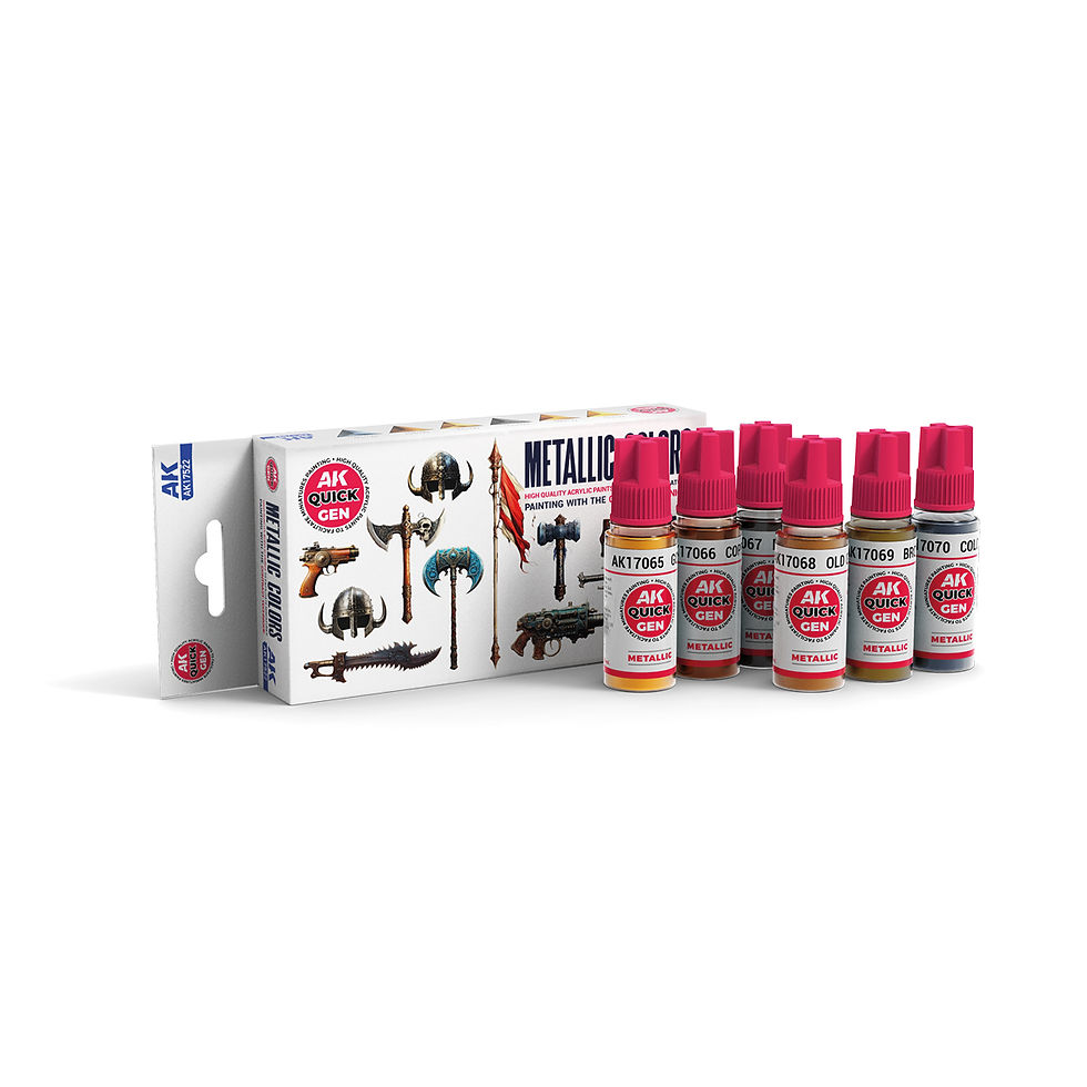 Miniatura: PRÉ-VENDA - Tintas Acrílicas Quick Gen METALLIC COLORS - 6x18ml - AK Interactive