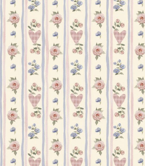 Miniatura: Tricoline estampa digital listras floral Coleção Shabby Chic