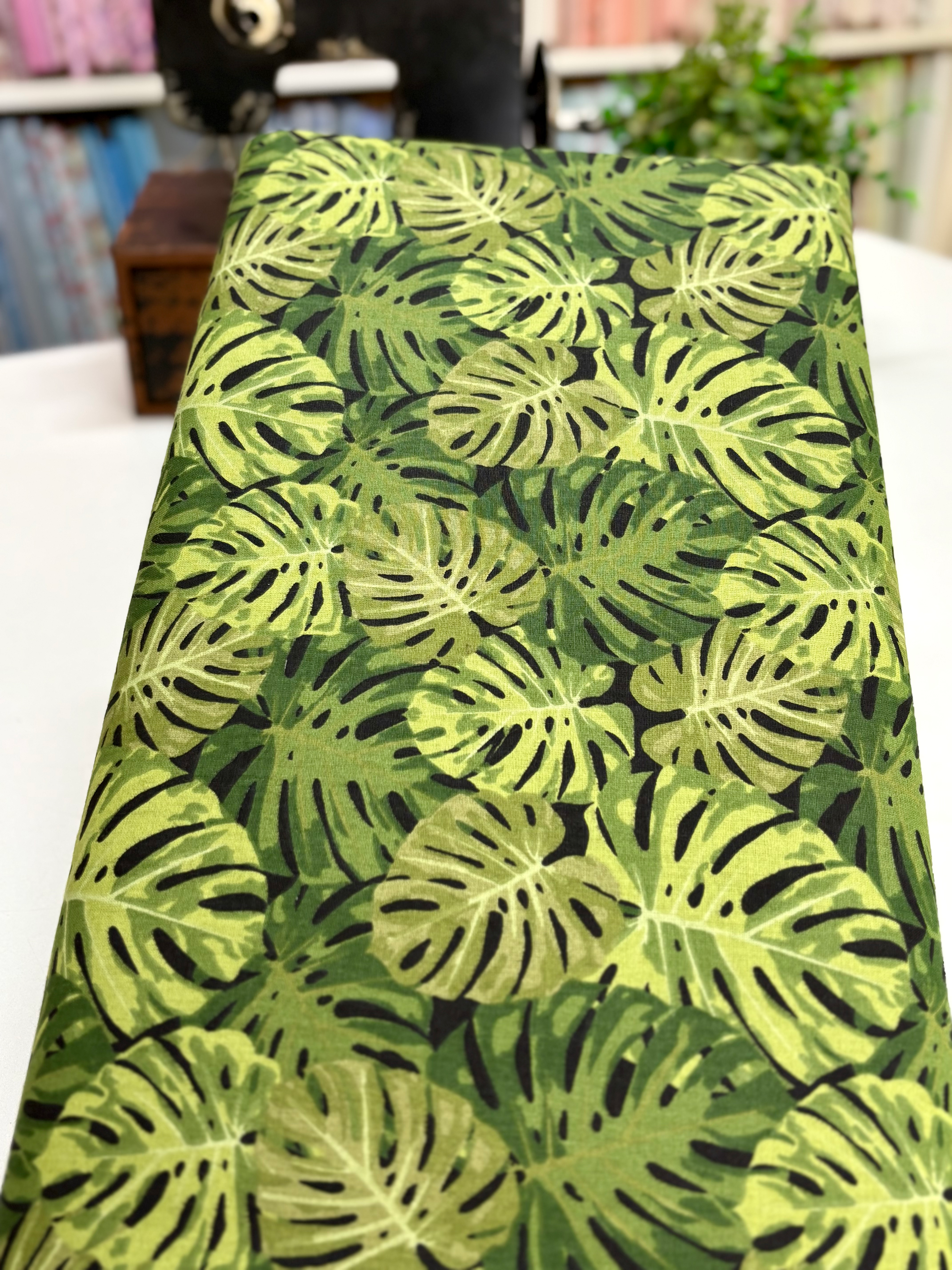 Tricoline estampado floral costela de Adão fundo preto