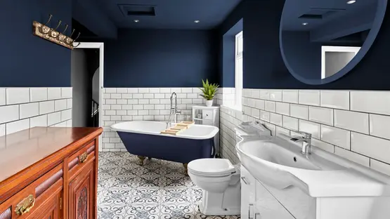 Property Photography North East photographed a stunning bathroom in this Newcastle HMO property, featuring a gorgeous free-standing bath. Our photography is designed to emphasise the light bright and  relaxing nature of the space, helping landlords and property managers attract more bookings with stunning photography.