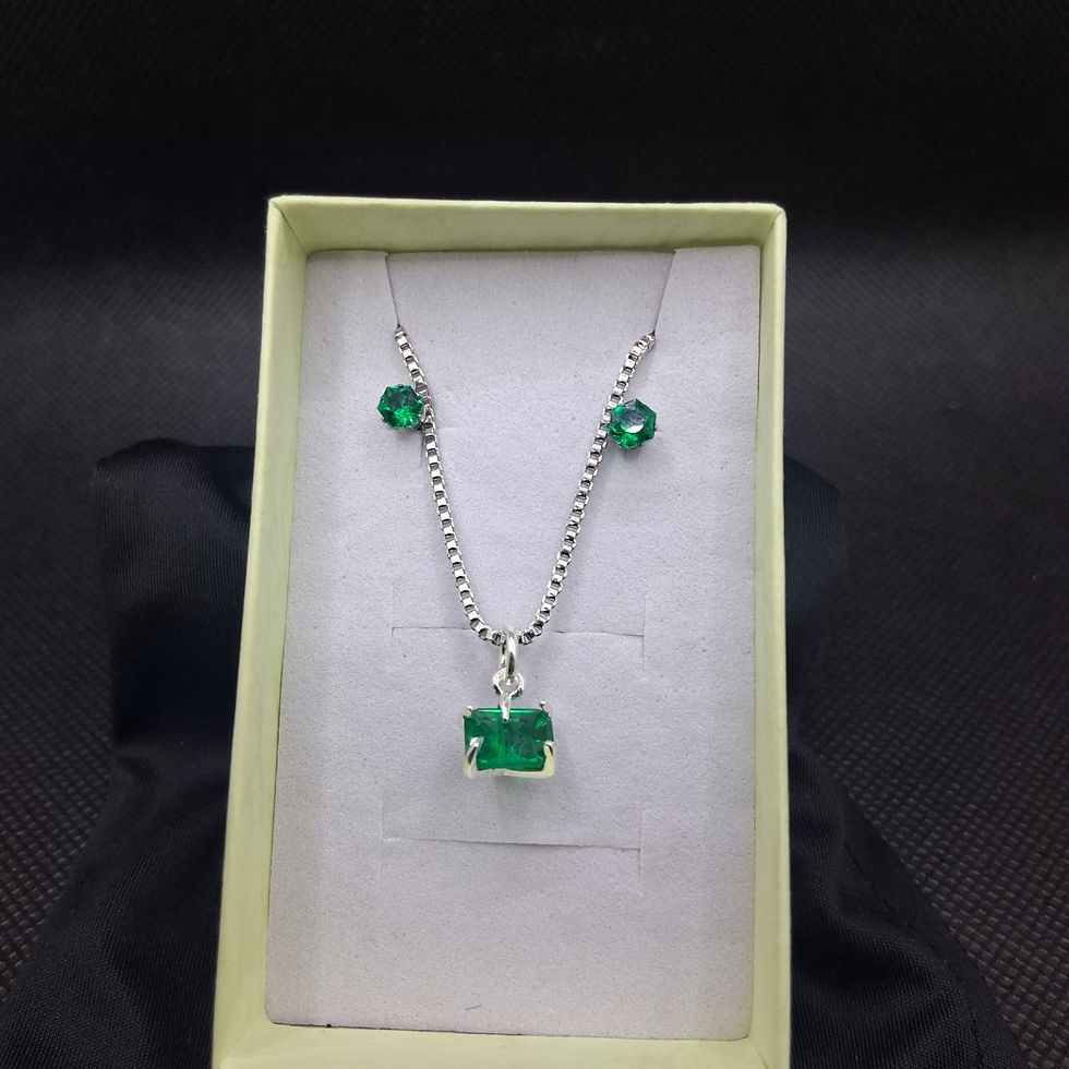 Thumbnail: Emerald Green Nano Crystal Pendant and Earrings