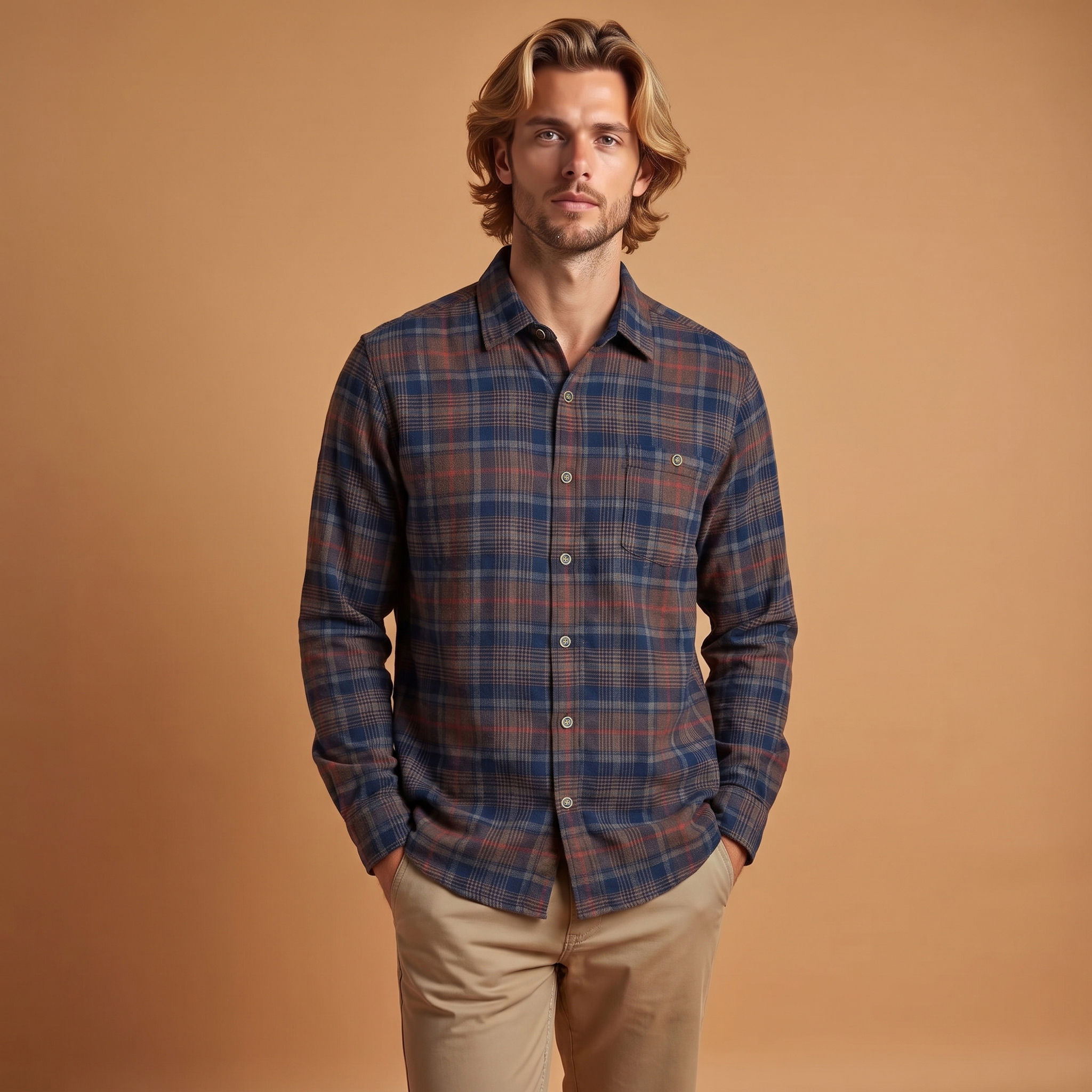 NRM 6502 Poly Plaid Shirt