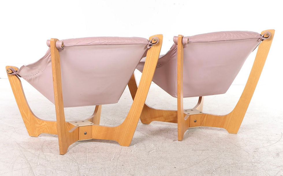 Thumbnail: Pair of "Luna" Norwegian Modern Leather Lounge Chairs