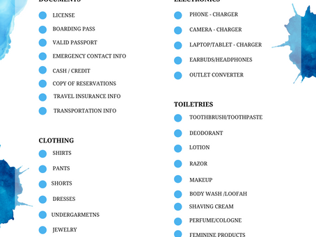           VACATION PACKING CHECKLIST 