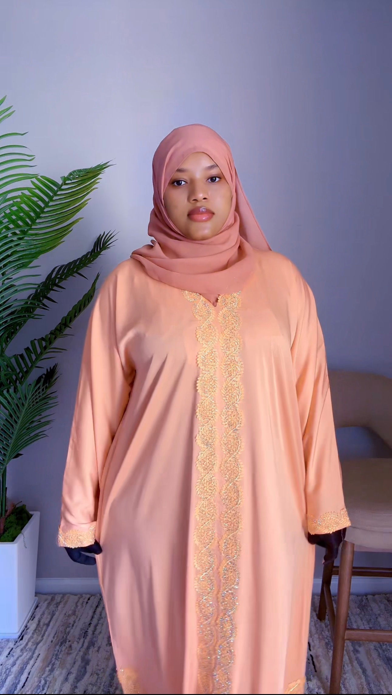Peach luxury abaya
