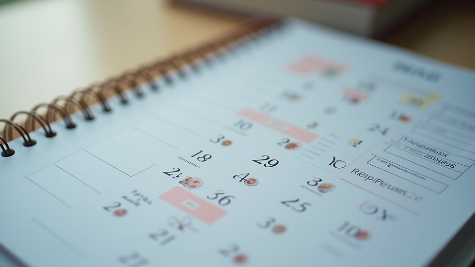 Close-up view of a calendar with multiple appointments and reminders