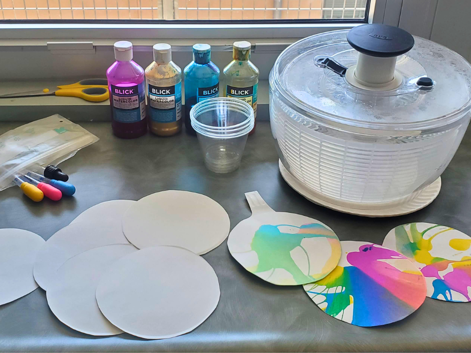 The Spin Art setup is simple and can be pulled together in minutes.