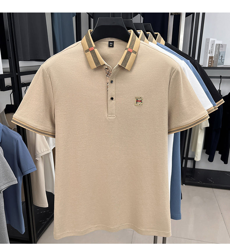 Thumbnail: Summer Exquisite Design Brand Letter Badge High-Density Fabric Comfortable POLO 