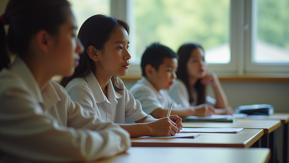 Eye-level view of a classroom with students engaged in a life skills workshop