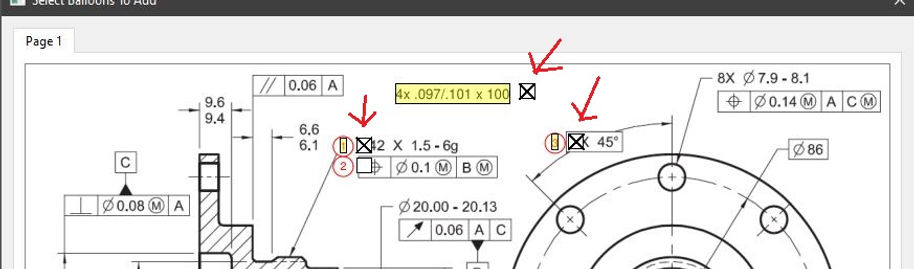 How to balloon dimensional drawings for inspection reports