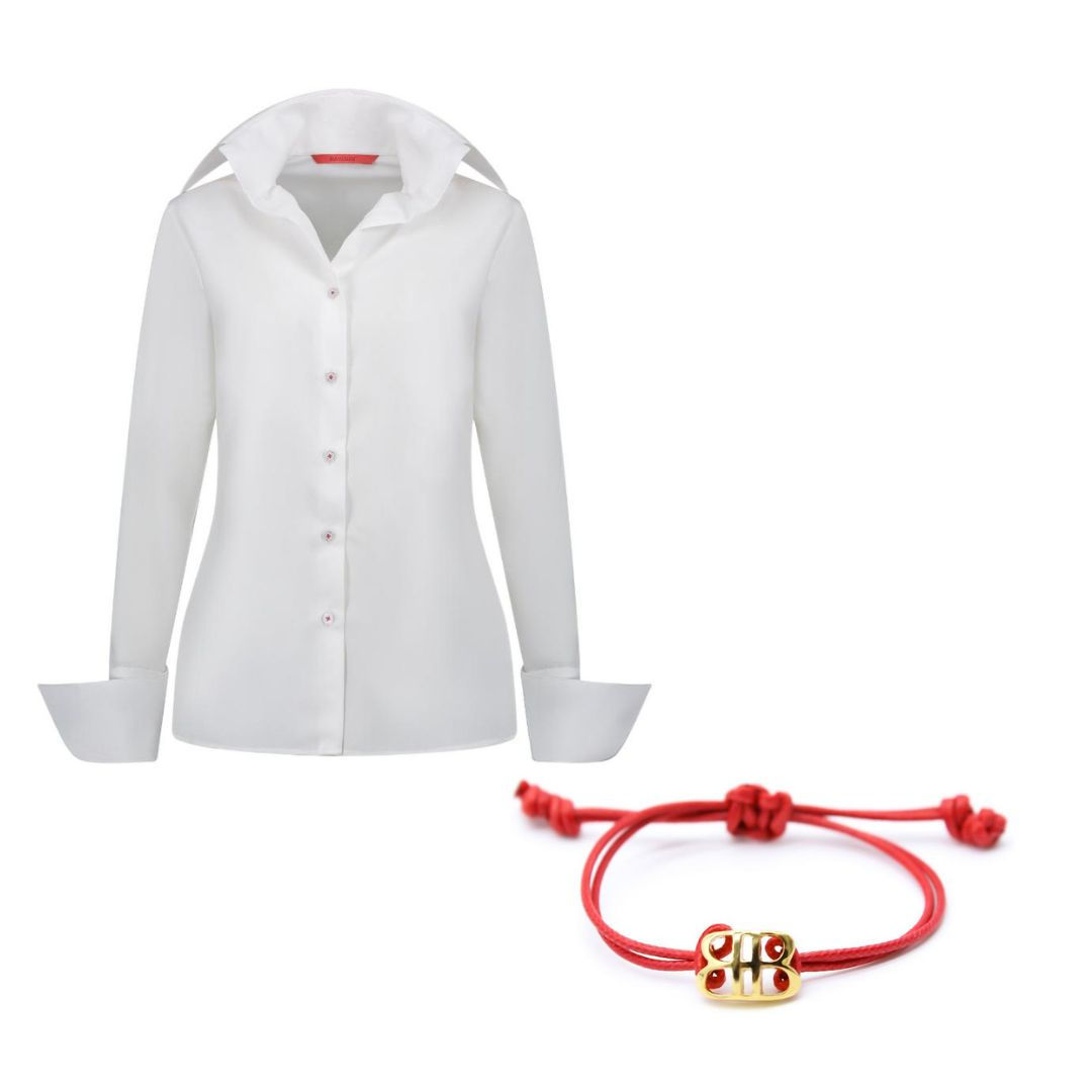 BLUSA BLANCA+PULSERA ROJA