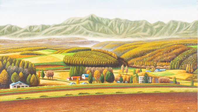 富良野美瑛　絵画　風景画　　油絵　アート　湊征一郎