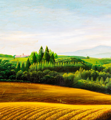 富良野美瑛　絵画　風景画　　油絵　アート　湊征一郎