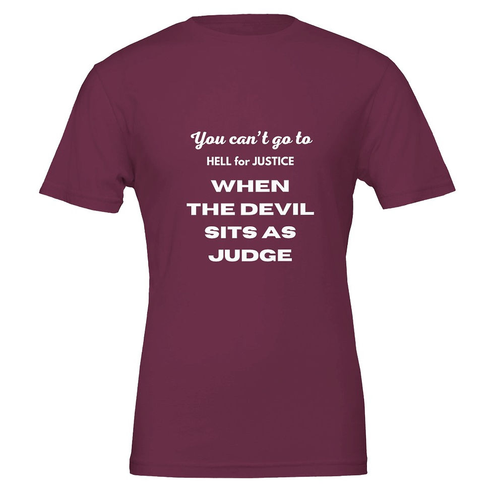 Thumbnail: You can't go to hell for justice when the devil sits as judge Men's clothing