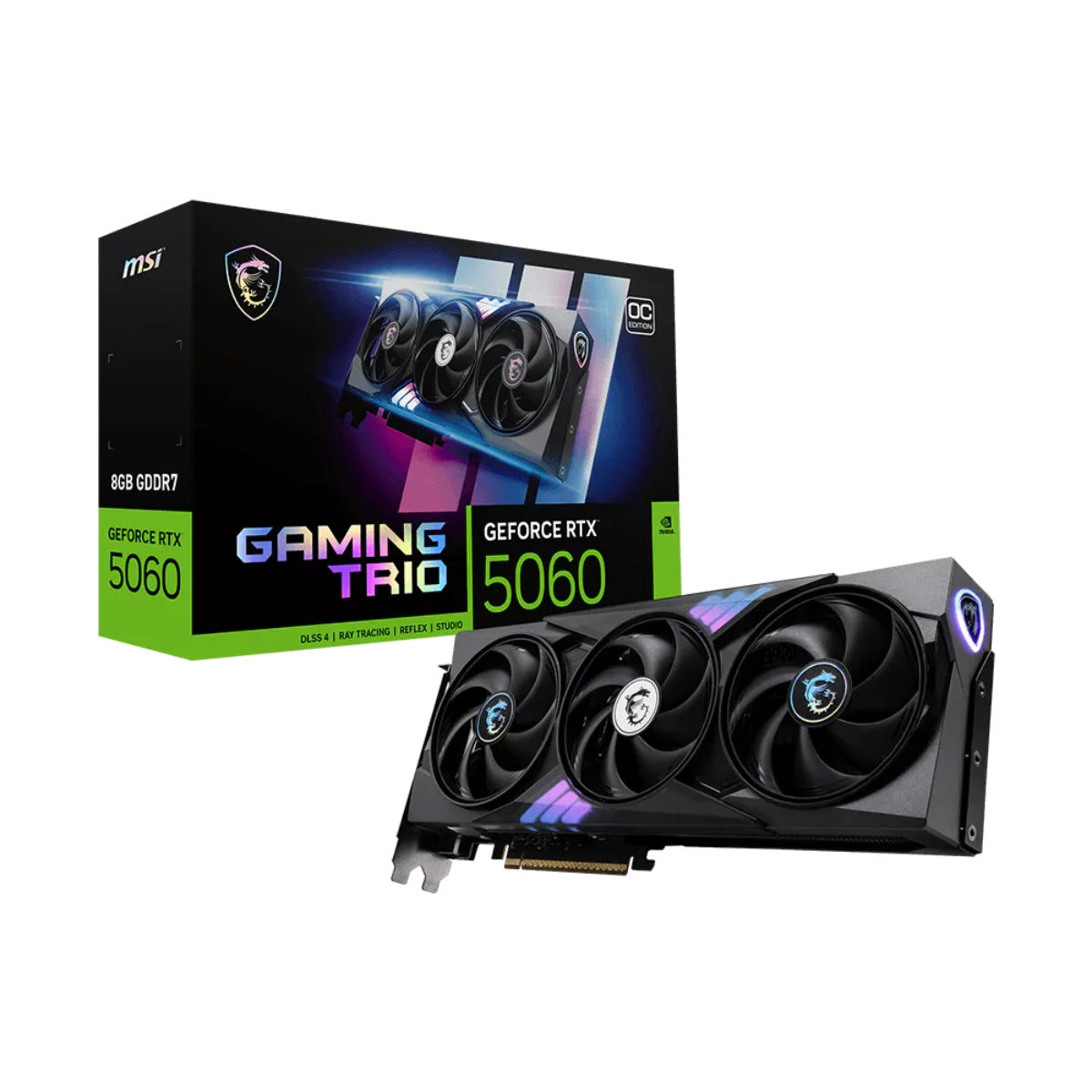 TARJETA DE VIDEO MSI GEFORCE RTX 5060 8G GAMING TRIO OC GDDR7 2640 MHZ