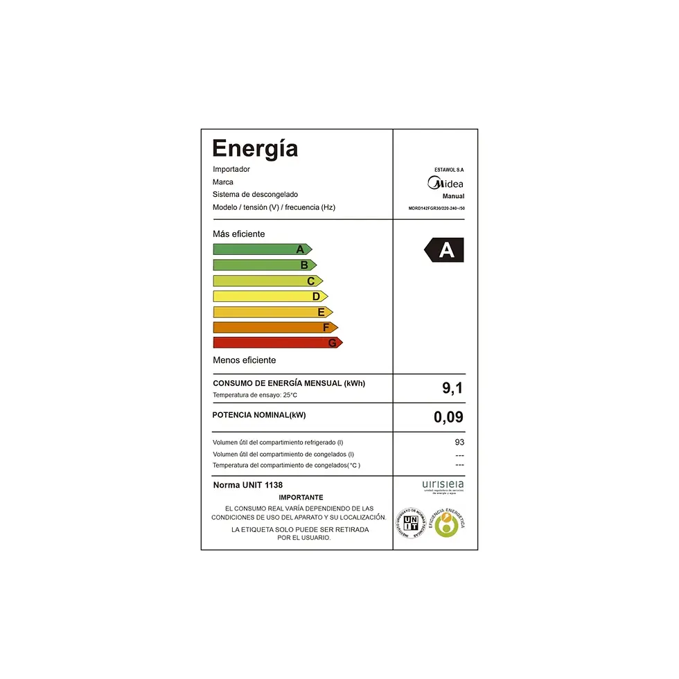Miniatura: Frigobar Negro 93L Midea MDRD142FGR30