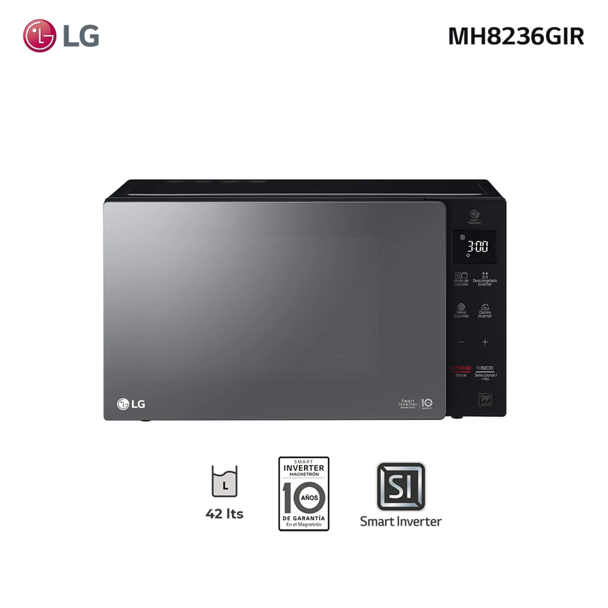 Microondas inverter con grill 42L LG MH8236GIR