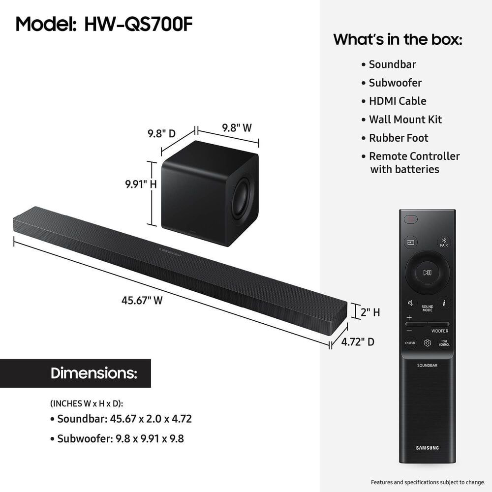 Barra de sonido Samsung HW-QS700F 3.1.2 Dolby Atmos
