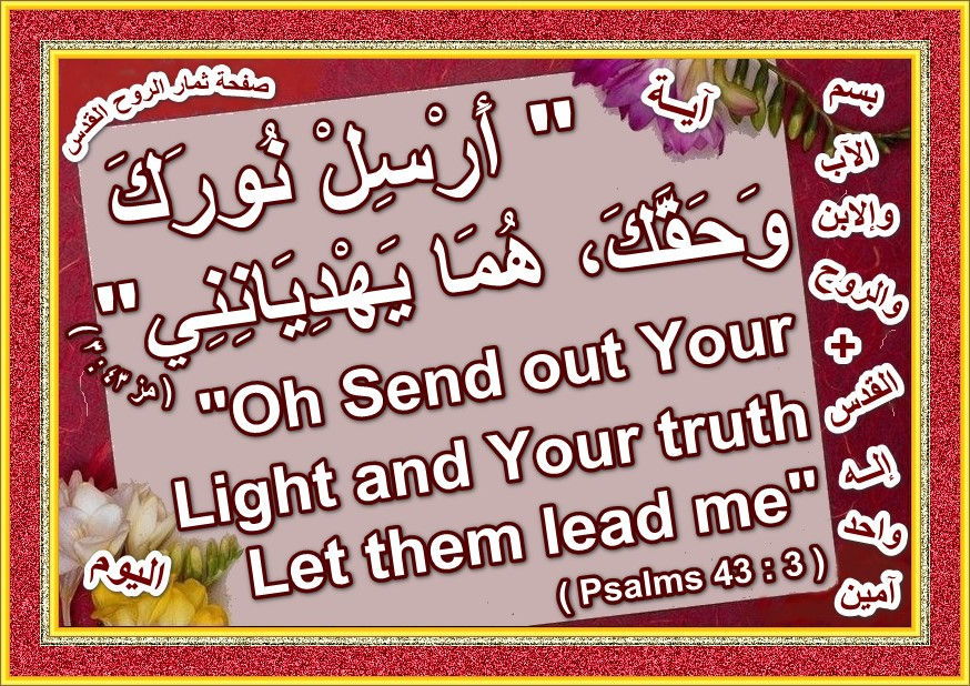 " أَرْسِلْ نُورَكَ وَحَقَّكَ هُمَا يَهْدِيَانِنِي " ( مزمور 43 : 3 )