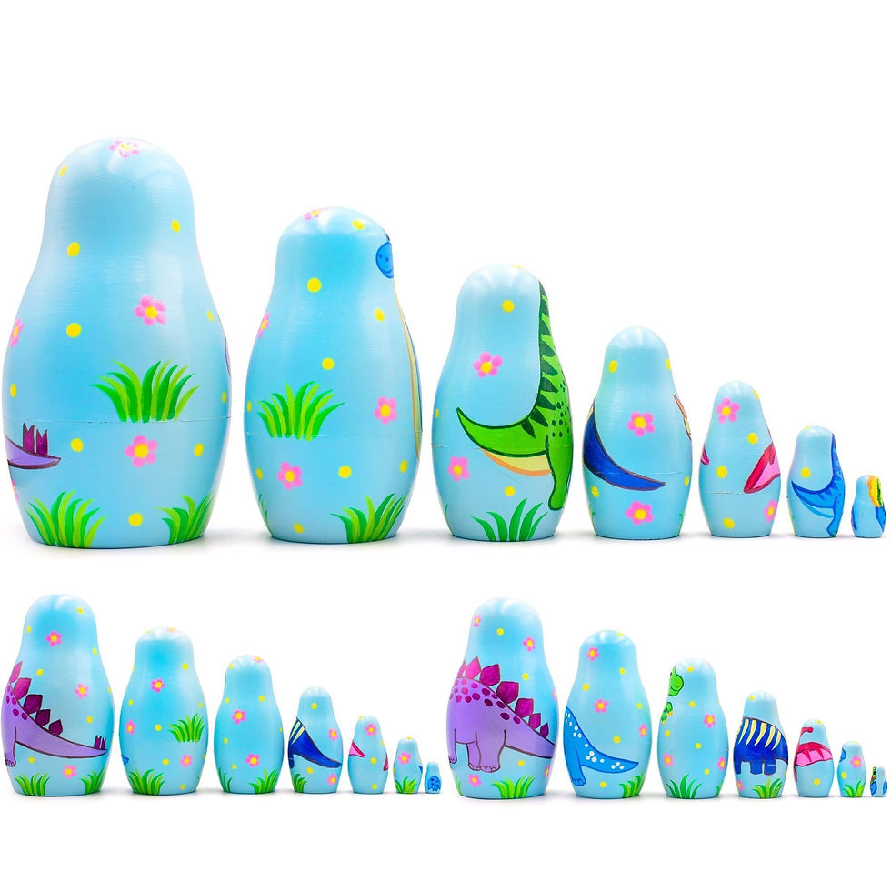 Thumbnail: Dinosaur Nesting Dolls Set 7 pcs Dinosaur Decor Matryoshka Dolls Hand Painted