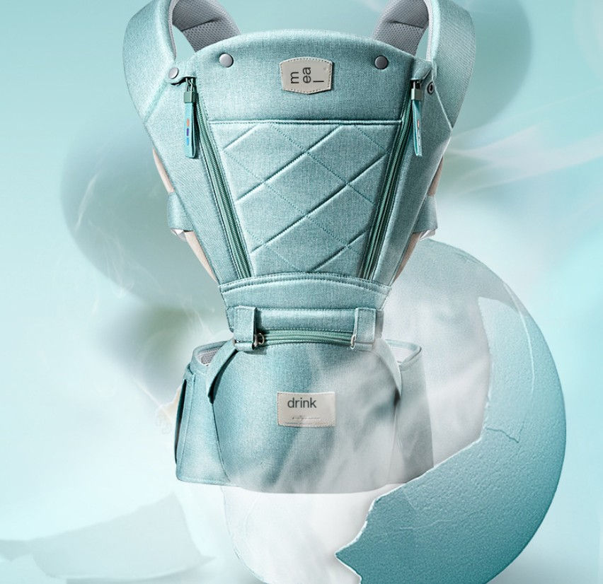 Thumbnail: Baby Carrier with Bass Bear Hip Seat for Front Carry