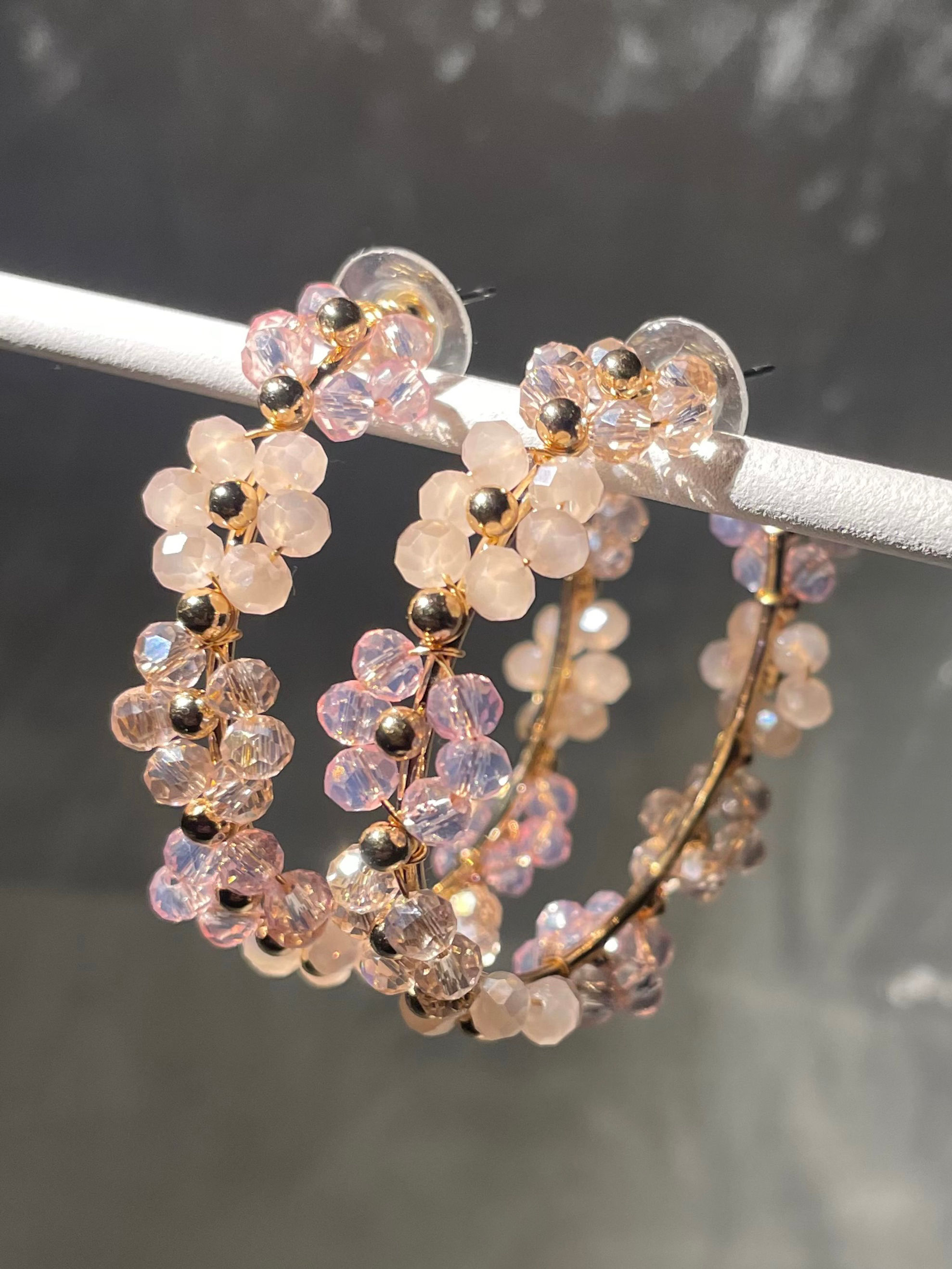 Handcrafted Floral Beaded Hoops