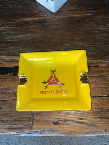 [新品未使用・希少]　MONTECRISTO 陶器製置き型灰皿 黄色 Montecristo Yellow Ashtray | jakescigarbar