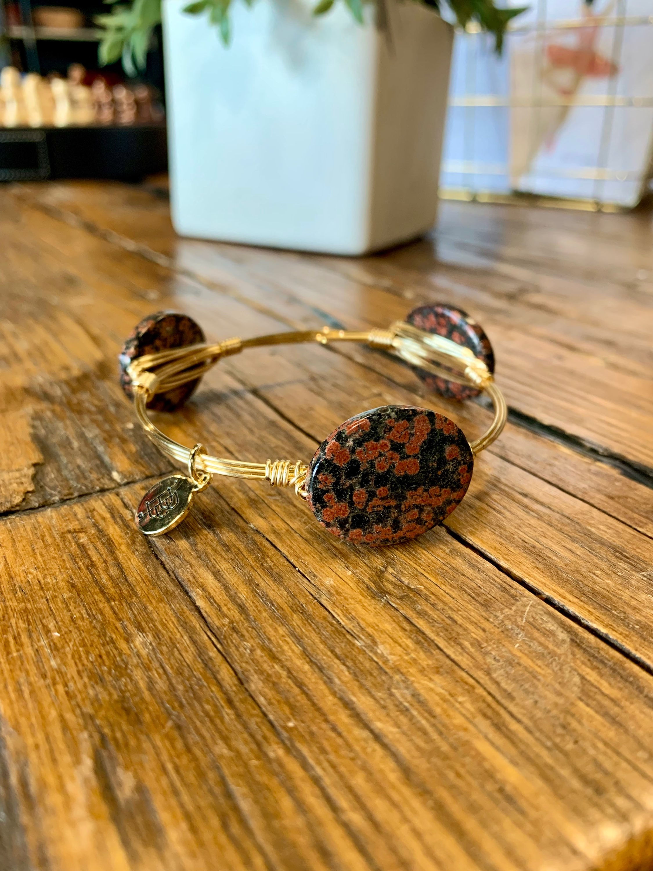 Bourbon & Boweties Marble Stone Gold Bangle (S)