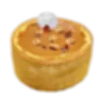 Flan Praliné de Duc de Lorraine - pâte sucrée garnie d’une crème aux œufs noisette pralinée, vue de face.