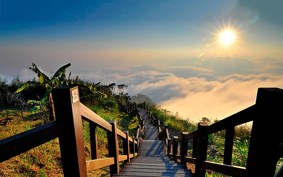 Escalier soleil montagne
