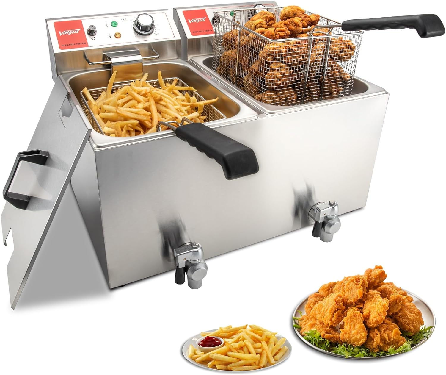 Valgus Dual Tanks Commercial Deep Fryer Electric 1700W 120V 26L Large Capacity S