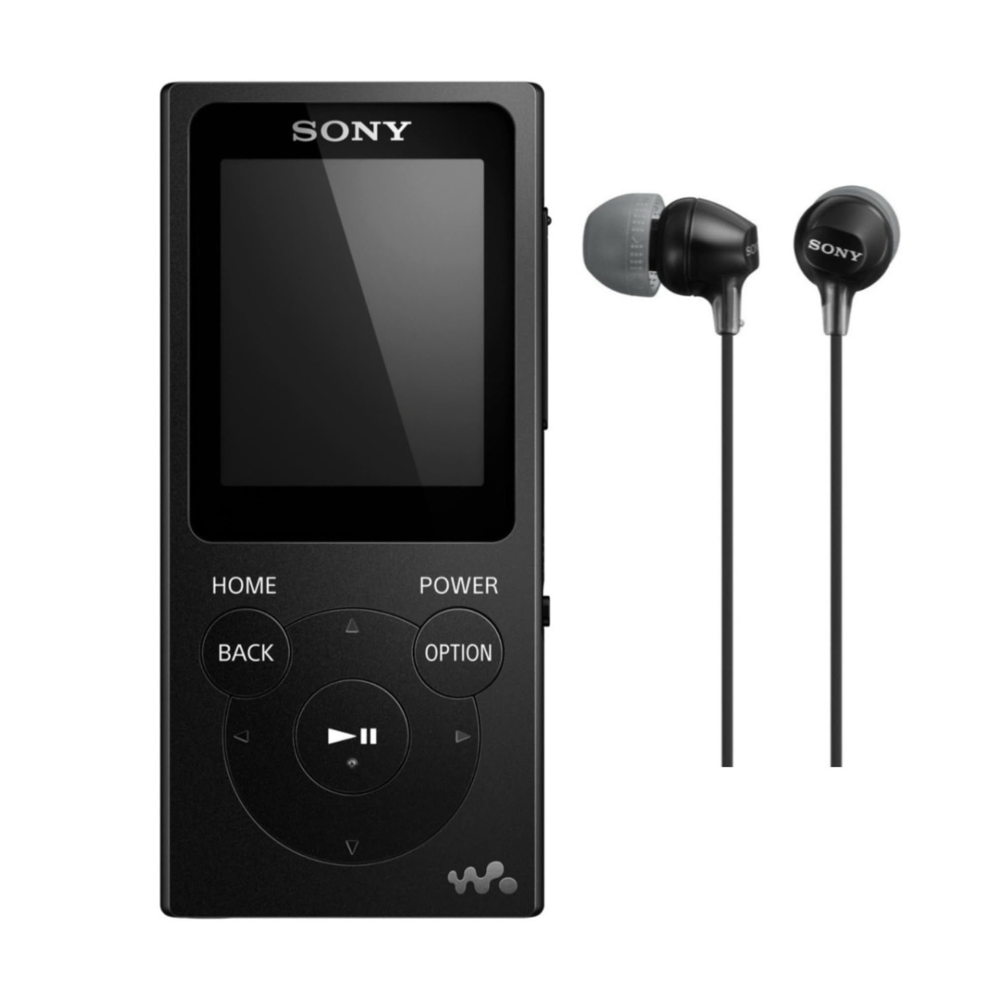 Sony NW-E394 8GB Walkman Audio Player (Black) Bundle with Sony MDREX15LP Fashion