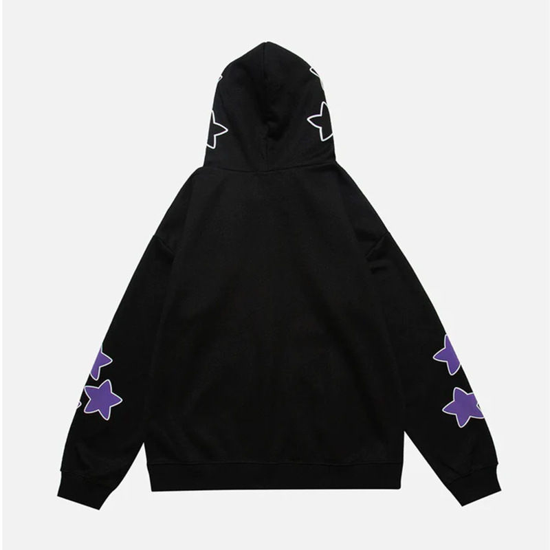 Thumbnail: Y2K Star Letters Hooded Zip-Up Sweatshirt
