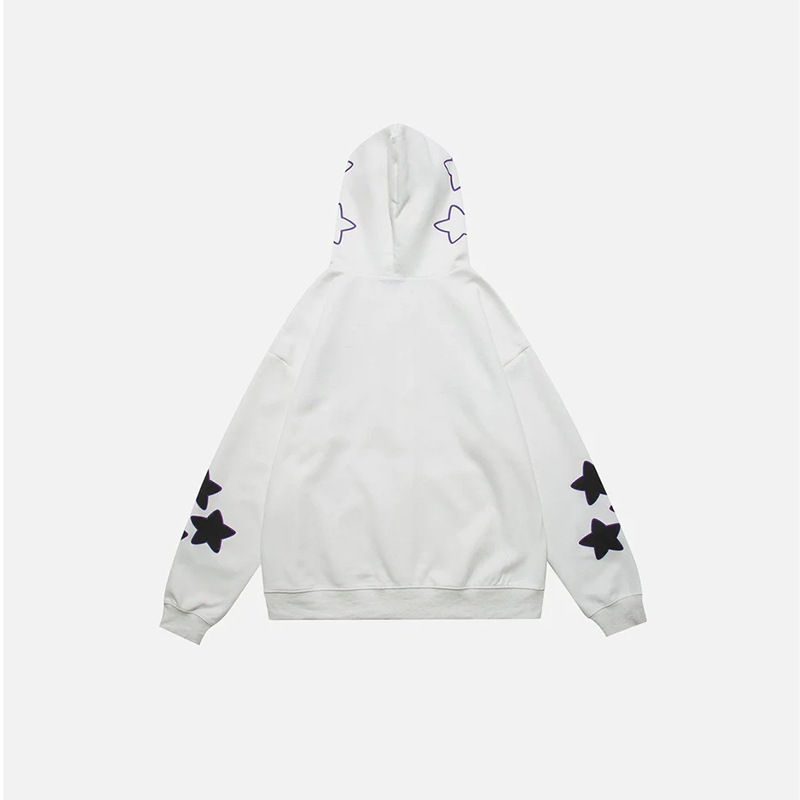 Thumbnail: Y2K Star Letters Hooded Zip-Up Sweatshirt