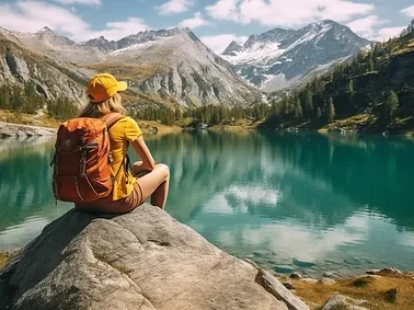 Looking over an alpine lake.