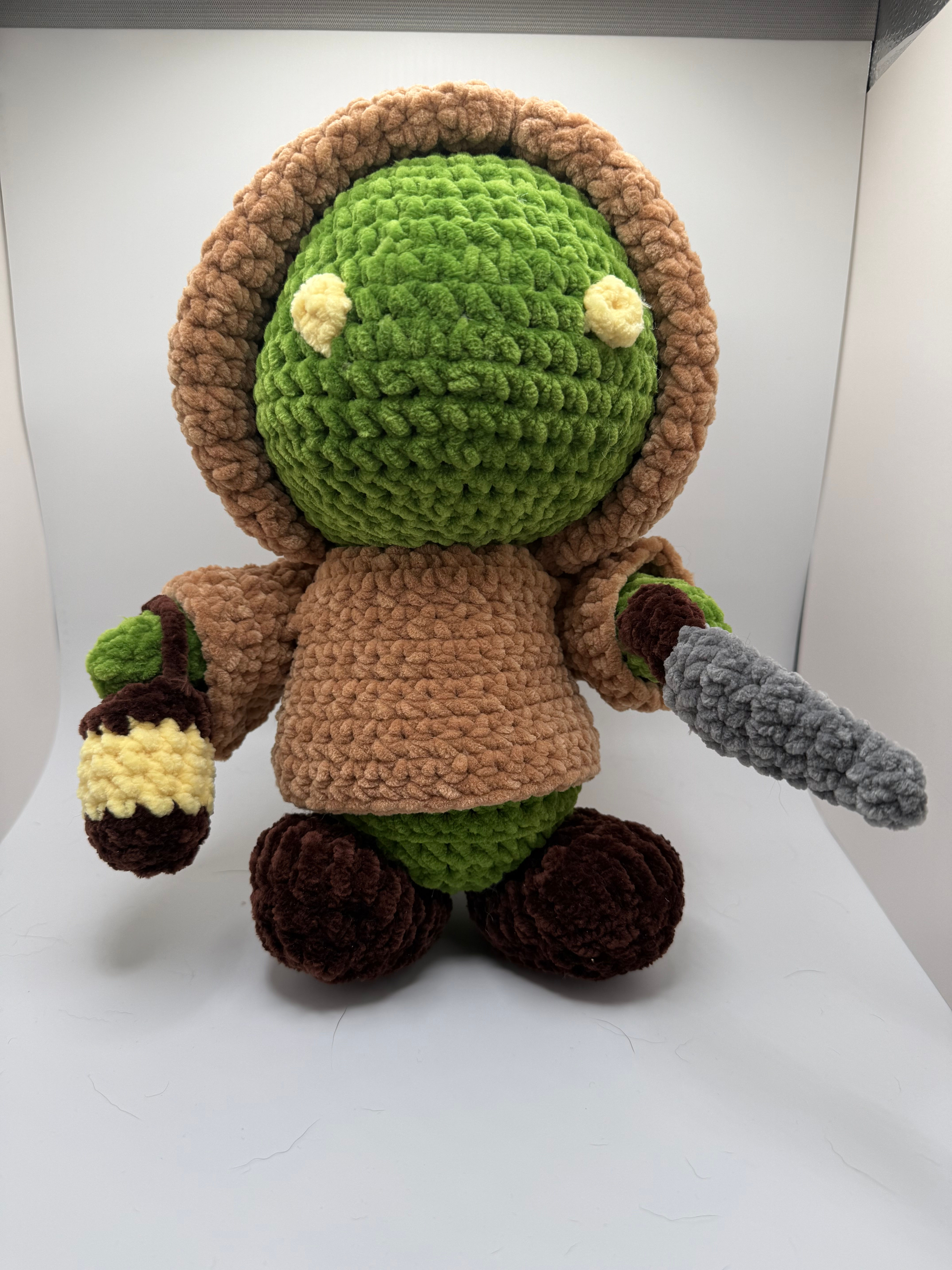 Amigurumi Fantasy Ankle Stabber plush with lantern and knife