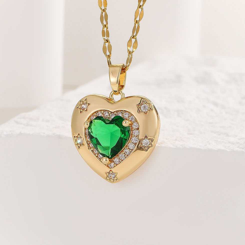 Thumbnail: Vintage Heart Crystal Pendant Necklace