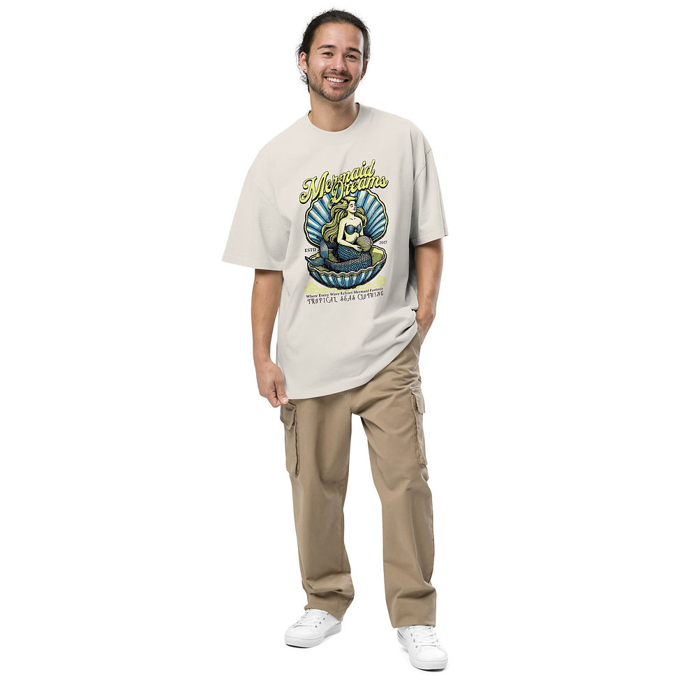 Miniatura: Oversized Mermaid Dreams faded t-shirt