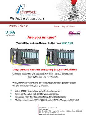 Press Release: The New SLIO CPU (July 2015)