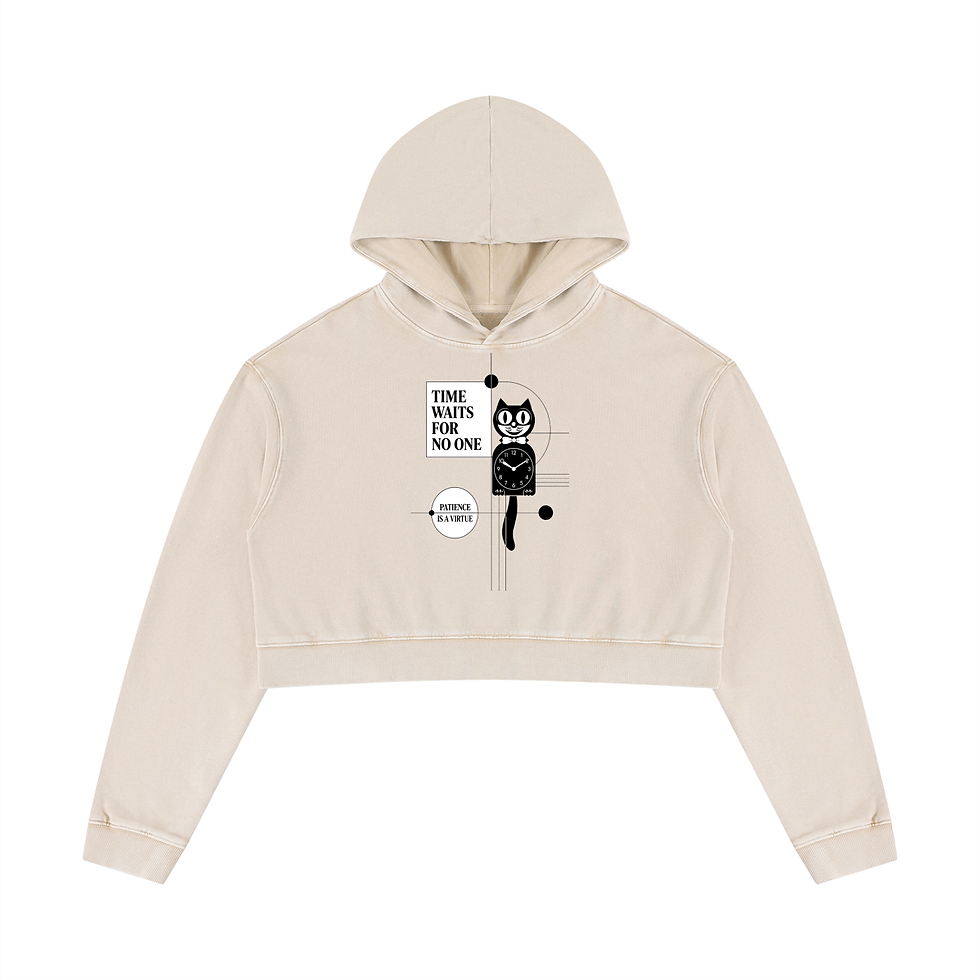 TIME women's crop hoodie — Cadence Studio Contrasts Collection