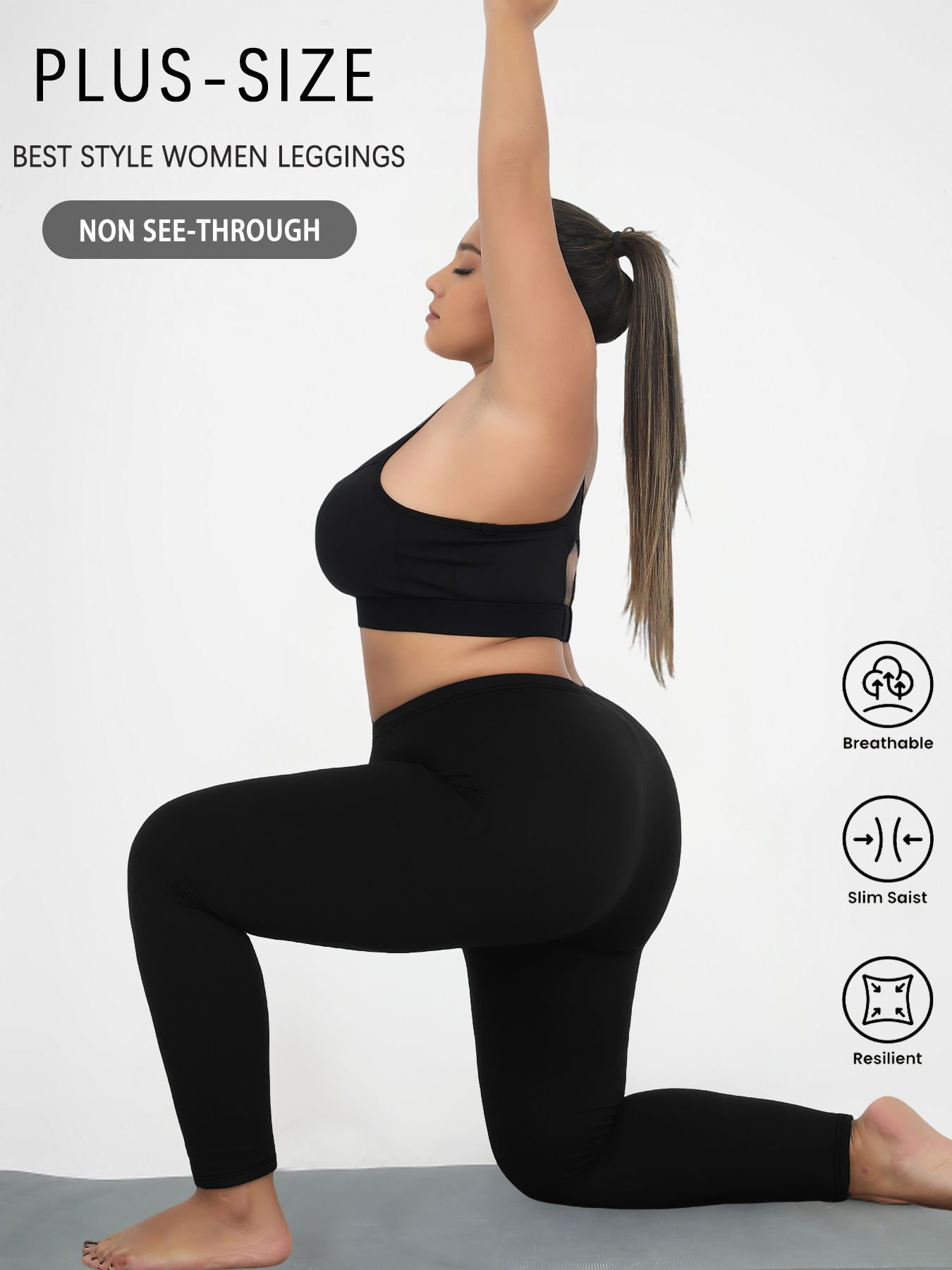 Plus Size Super Soft Sport Leggings For Women  No See Through Workout Running Yo