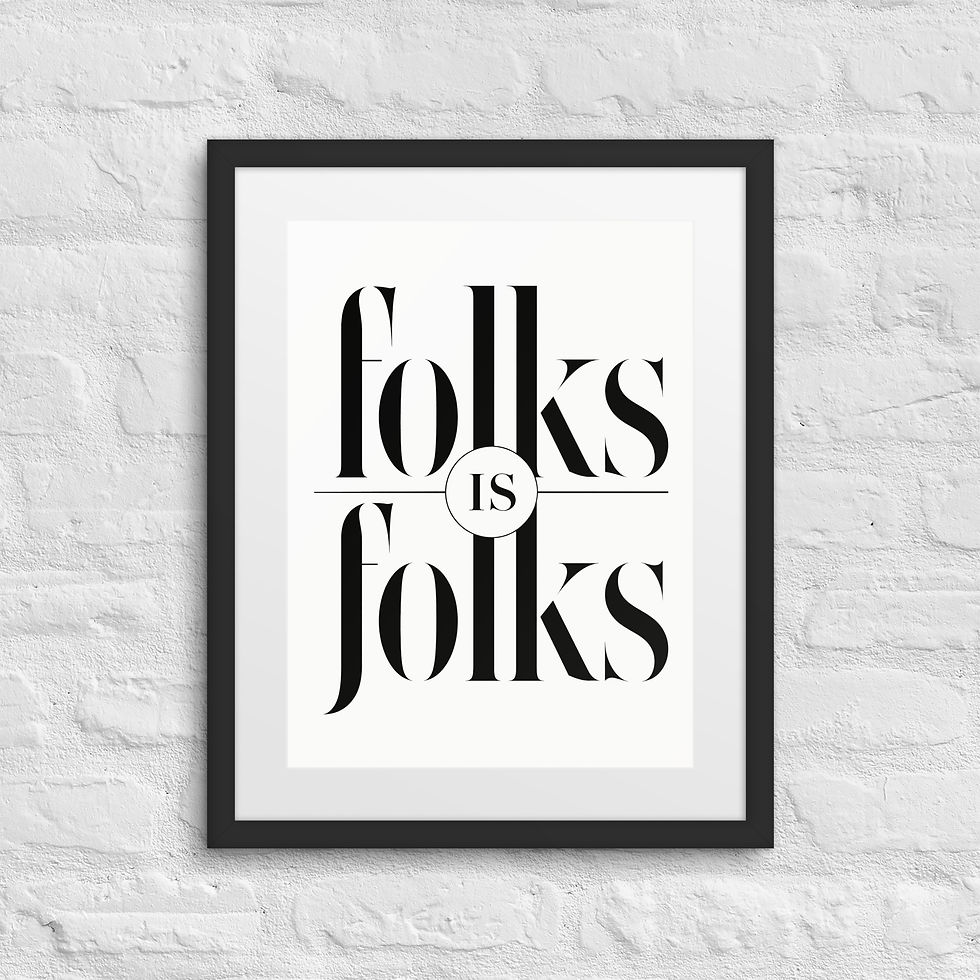 Thumbnail: FOLKS typographic art framed poster — Cadence Studio Yesteryear Collection