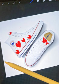 sketch for personalized Converse shoes for the bride